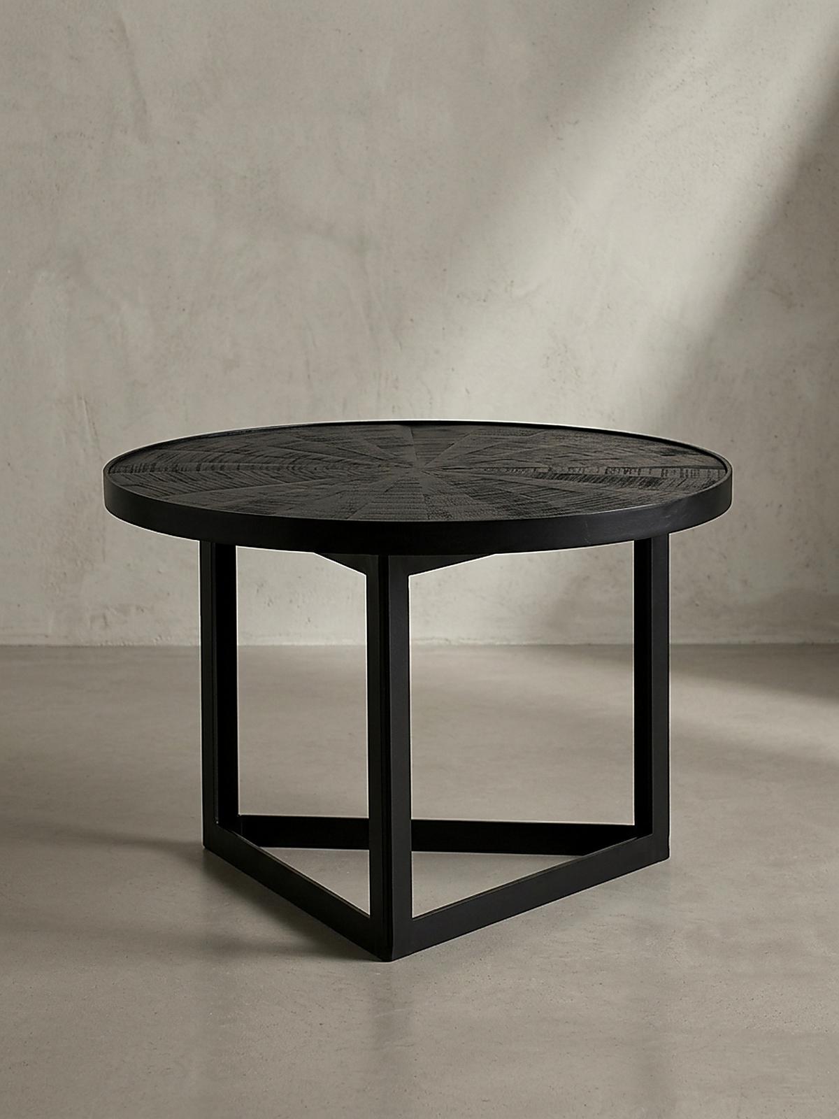 COUCHTISCH Schwarz Massivholz Mango Rund 58x58x40 cm Industrial Design - Schwarz, Holz/Metall (58/58/40cm) - KADIMA DESIGN