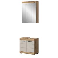 BADMÖBEL-SET 2-teilig Sand Kaschmir, Evoke Eiche, Badkombination 60 x 191 cm - Kaschmir/Eichefarben, Glas/Holzwerkstoff (60/191/34cm) - Inn.Furn