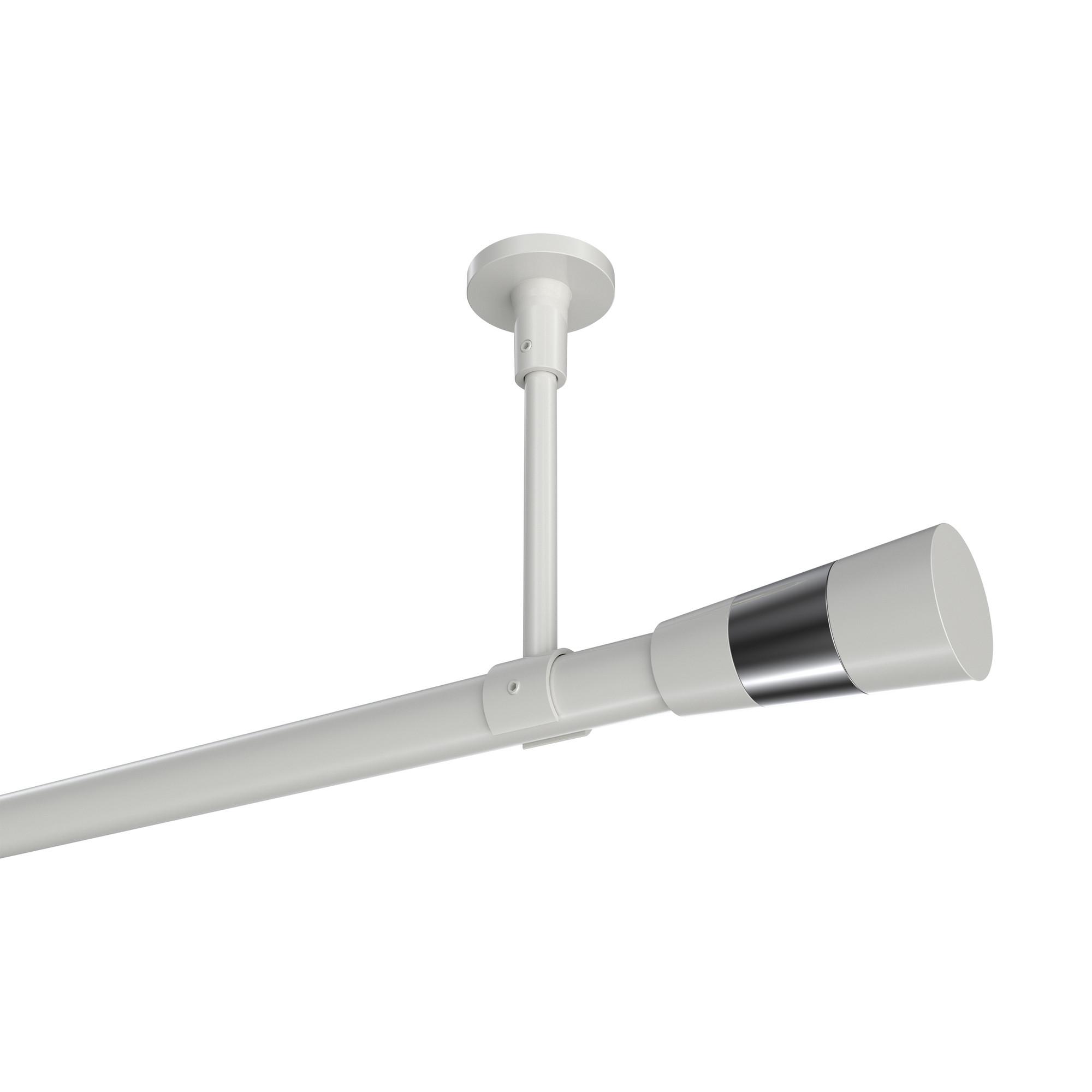 GARDINENSTANGE Sonette Tanara 280 cm (geteilt in 2 x 140 cm), 1-läufig, 20 mm Ø Weiß - Chromfarben/Weiß, Metall (280cm) - INTERDECO