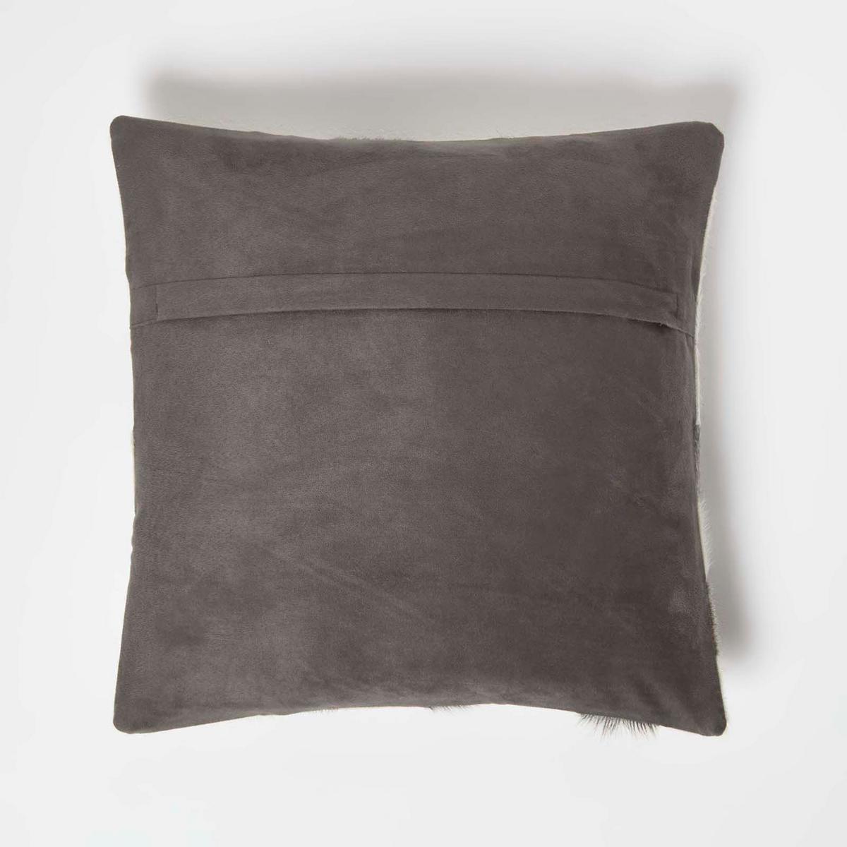 PATCHWORK-KISSEN Fell & Leder 45/45 cm kariert - Multicolor, Leder/Textil (45/45cm) - Homescapes