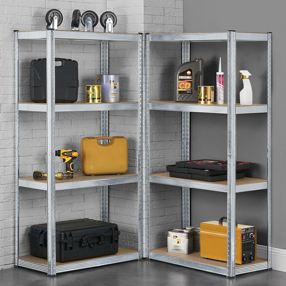 LAGERREGAL Easy verzinkt 160x80x40 cm (2er-Set) - Silberfarben, Metall (80/160/40cm) - Juskys