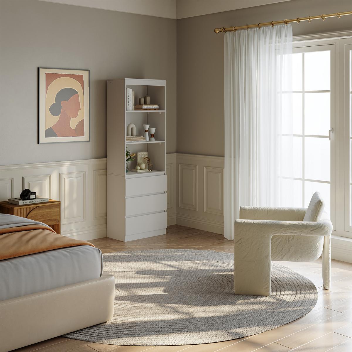 BÜCHERREGAL Les - Weiß, Holzwerkstoff (60/180/35cm) - [en.casa]
