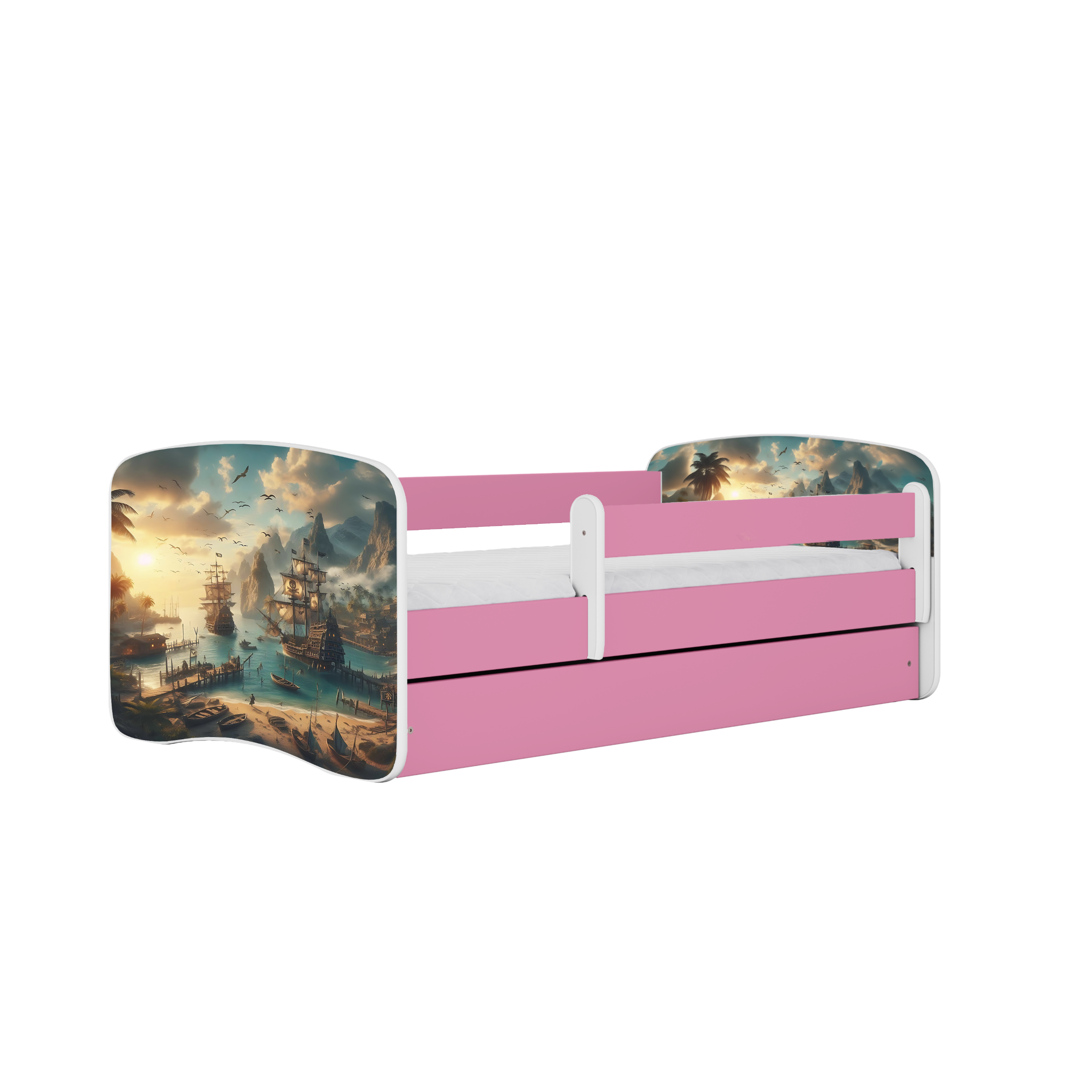 KINDERBETT Schiff mit Schublade und Matratze 140/70 - Rosa, Holzwerkstoff (70/140cm) - RAUMHIRSCH FURNITURE