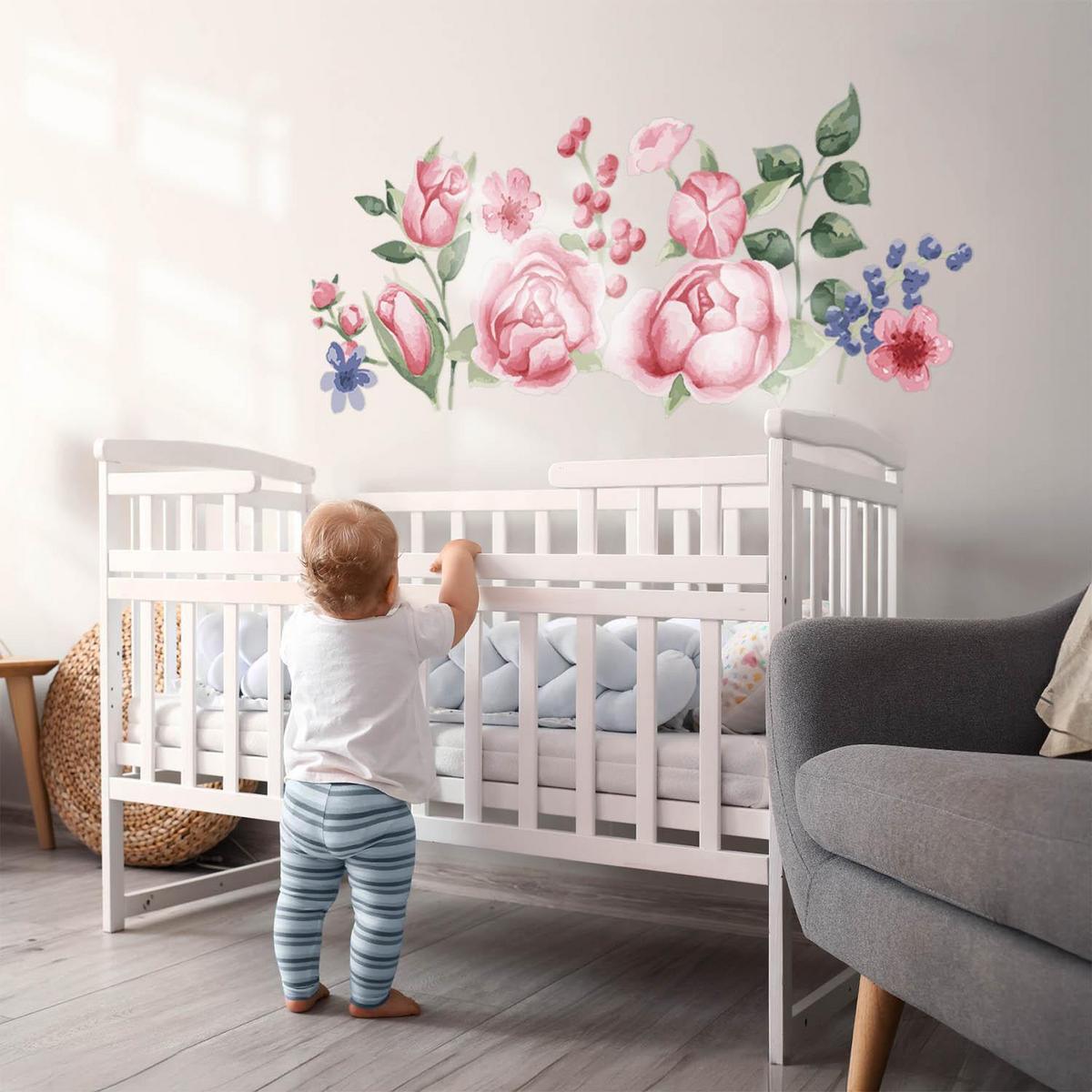 WANDAUFKLEBER 130x166cm - Pfingstrosen - Multicolor, Kunststoff (130/166/0.1cm) - Wallfluent