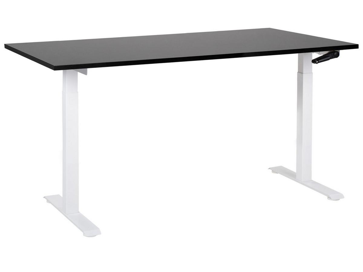 HÖHENVERSTELLBARER SCHREIBTISCH Manuell 160/72 cm Schwarz Destin III - Schwarz/Weiß, Holzwerkstoff (72/160/74cm) - Beliani