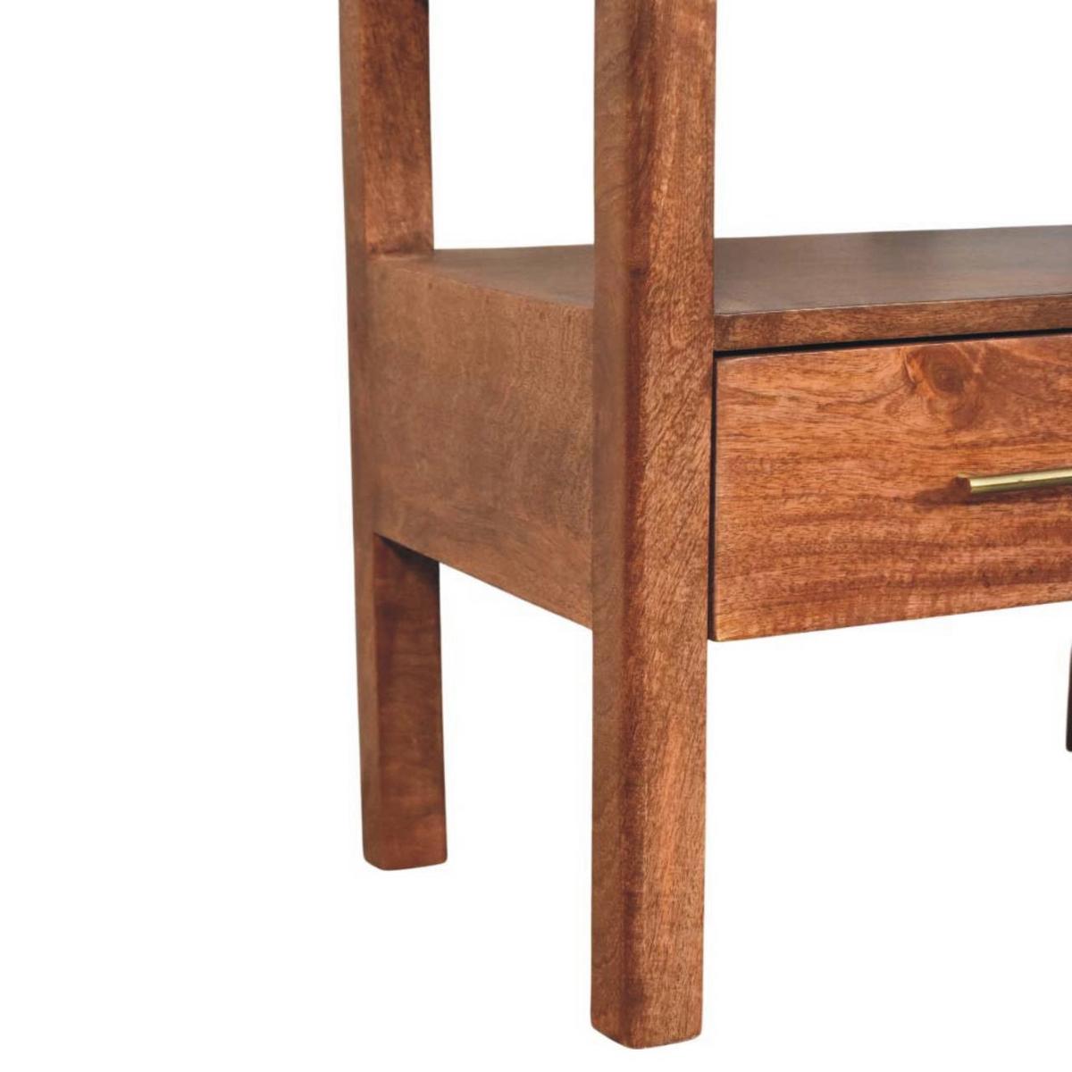 NACHTKASTEN The Caldera, 1 Schublade und Offenes Regal, Hellbraun - Dunkelbraun/Messingfarben, Holz/Metall (55/55/35cm) - Artisan Furniture