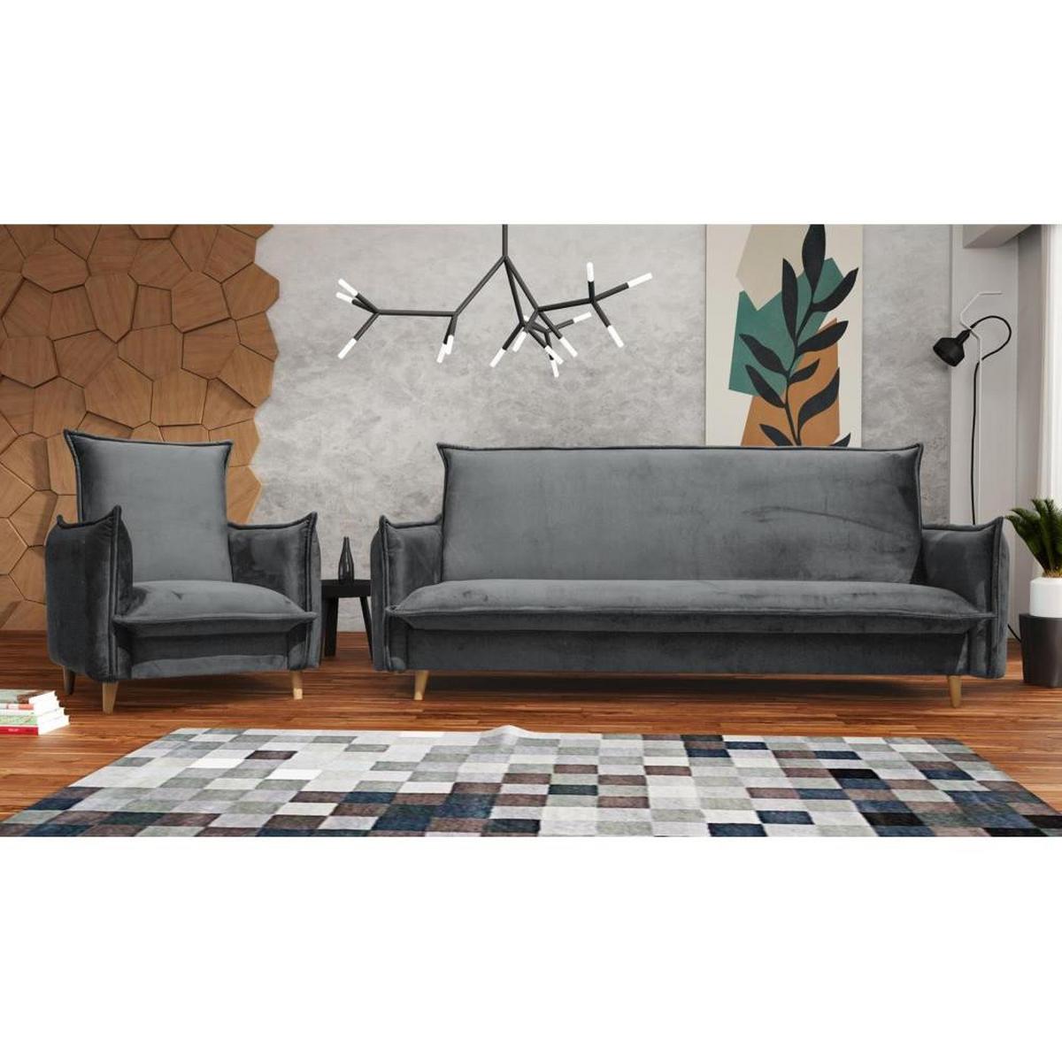 RELAXSESSEL Pillow grau mit Buchenbeinen - Dunkelgrau/Buchefarben, Textil (84/95/88cm) - Beautysofa