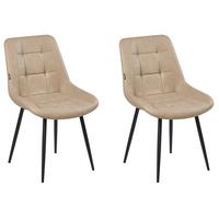 ESSZIMMERSTUHL 2er-Set Kunstleder Beige Melrose - Beige, Kunststoff (51/85/58cm) - Beliani