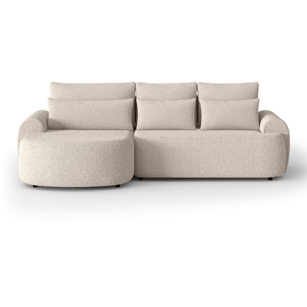 ECKSCHLAFSOFA Olivio L Beige, links - Beige/Schwarz, Kunststoff/Textil (266/170cm) - Beautysofa