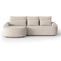 ECKSCHLAFSOFA Olivio L Beige, links - Beige/Schwarz, Kunststoff/Textil (266/170cm) - Beautysofa