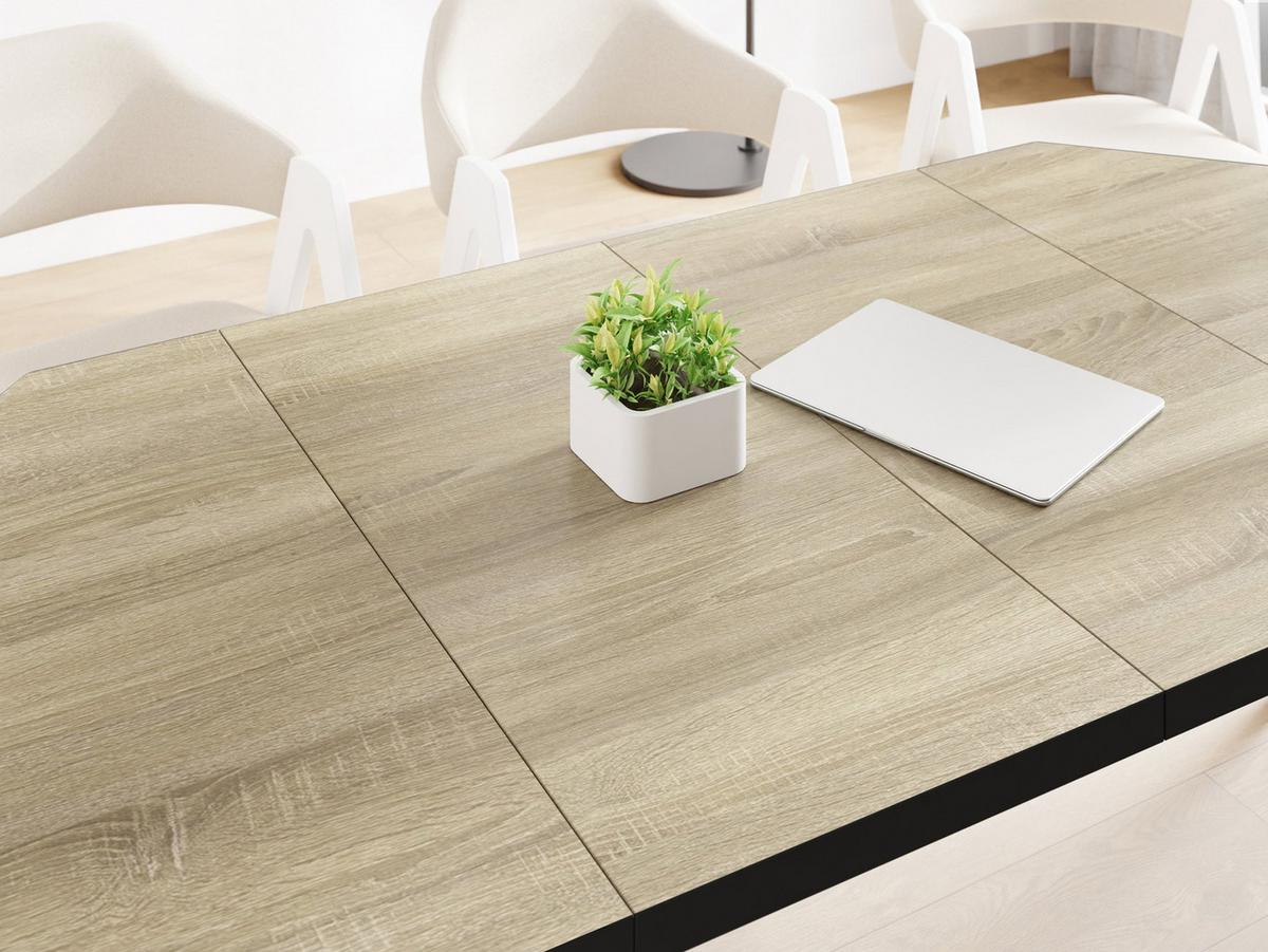 ESSTISCH Diamond Black achteckiger ausziehbarer, Sonoma Eiche 100-200/100/76 cm - Schwarz/Sonoma Eiche, Holz/Holzwerkstoff (100/200/77cm) - WFL GROUP