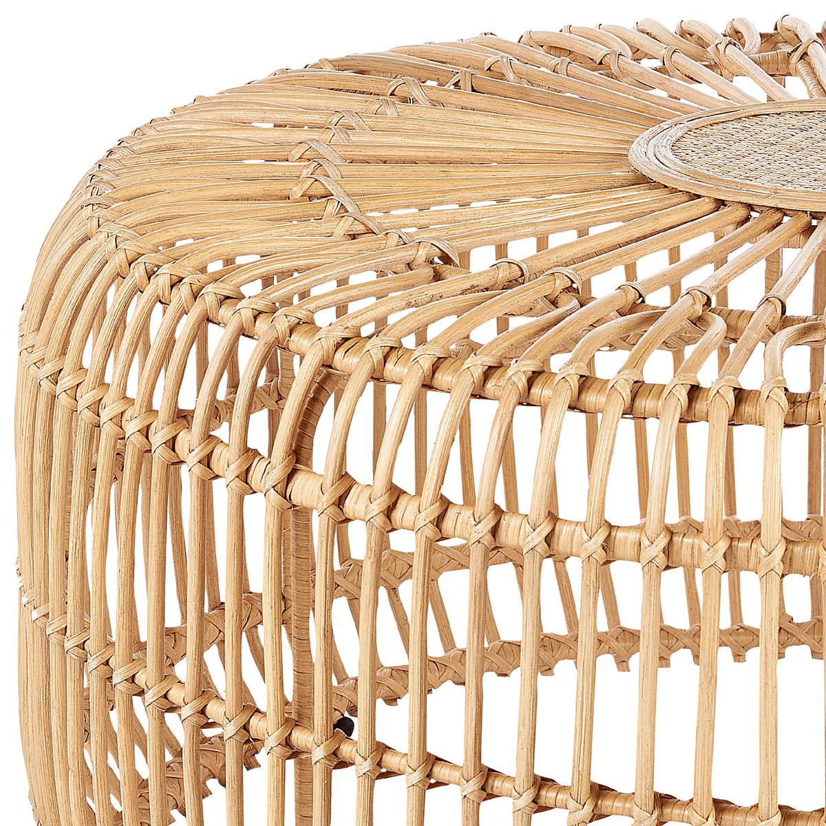 GARTEN-BEISTELLTISCH Rattan natürlich 85 cm Randazzo - Beige/Naturfarben, Naturmaterialien (85/85/40cm) - Beliani