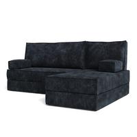 ECKSOFA NOTIA modulares Boneless Sofa mit Schlaffunktion Schwarz Kordstoff - Schwarz, Textil (200/120cm) - MASSENO