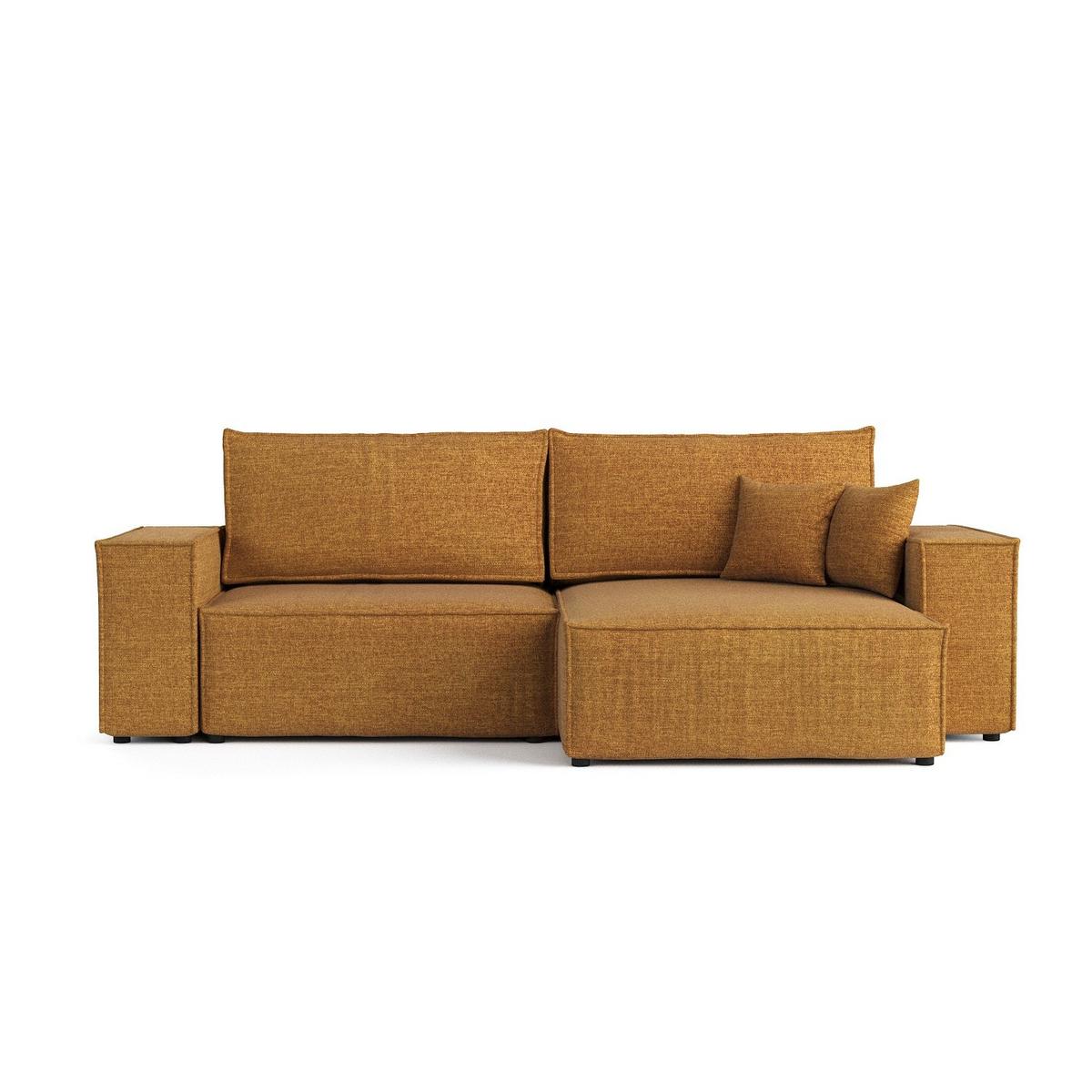 ECKSOFA CAVO mit Schlaffunktion Honiggelb im City Stoff - Schwarz/Honig, Holz/Holzwerkstoff (255/148cm) - AltaBeds