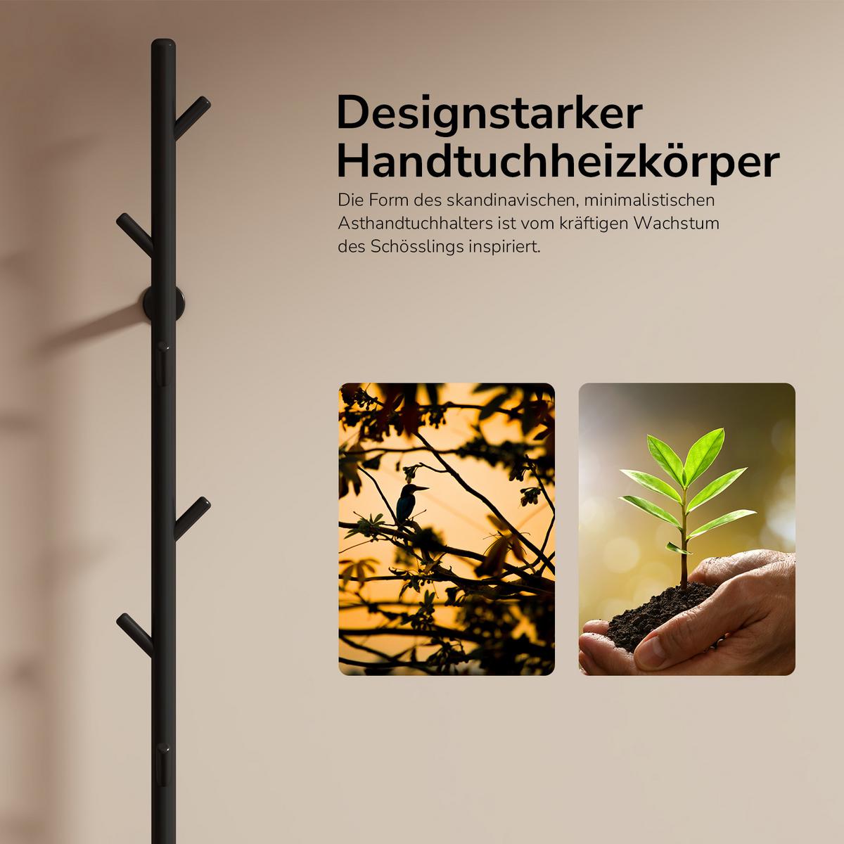 HANDTUCHHEIZKÖRPER Baumheizkörper WLAN Schwarz 150 cm - Schwarz, Metall (12.5/150/14cm) - EMKE