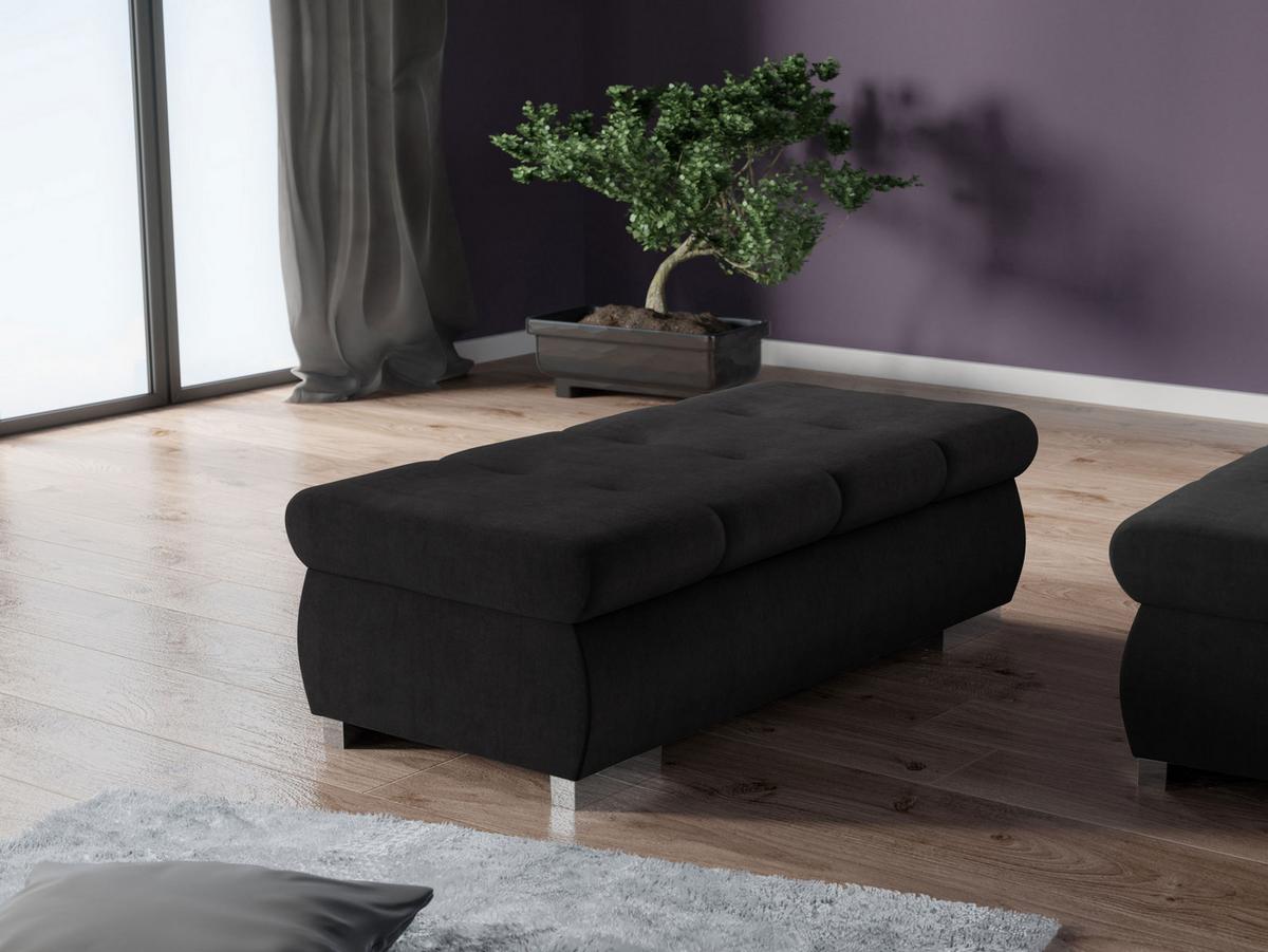 POLSTERHOCKER Orkan Groß - Silberfarben/Schwarz, Holz/Textil (120/39/60cm) - MIRJAN24