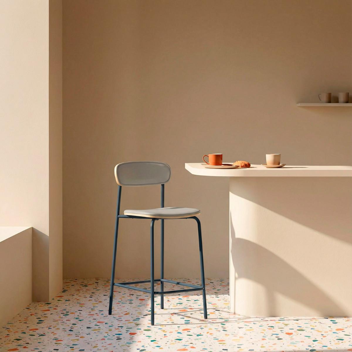 HOCKER 2er-Set aus Kunstleder mit Metallfüßen 41/95/50 cm - Beige, Metall (41/95/14cm) - Calicosy