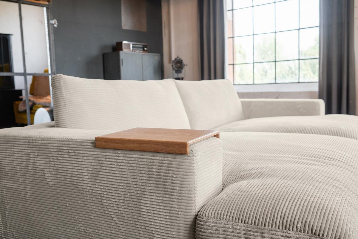 BIG SOFA-SET 7-TLG MADELINE Cremeweiß Cord - Creme/Schwarz, Kunststoff/Textil (290/85/170cm) - KAWOLA