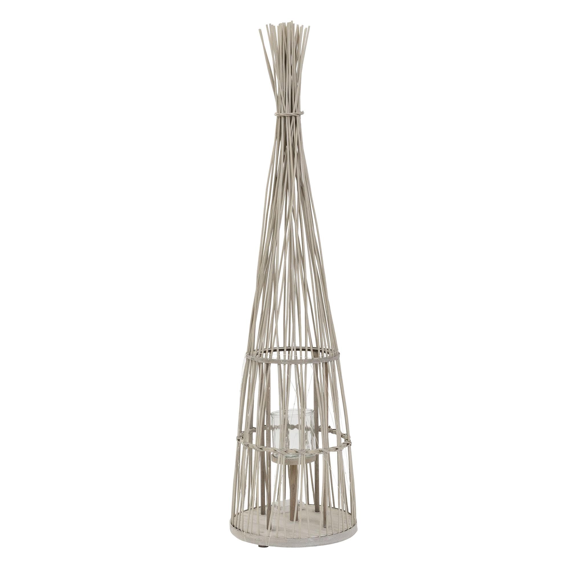 BAMBUS LATERNE H: 132 cm Holzfarbe Boho Stil - Naturfarben, Holz (34/132/34cm) - ECD-Germany
