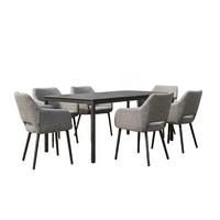GARTEN-ESSGRUPPE AMUR 7ER SET Grau Flachgewebe, Keramik - Grau, Keramik - KAWOLA