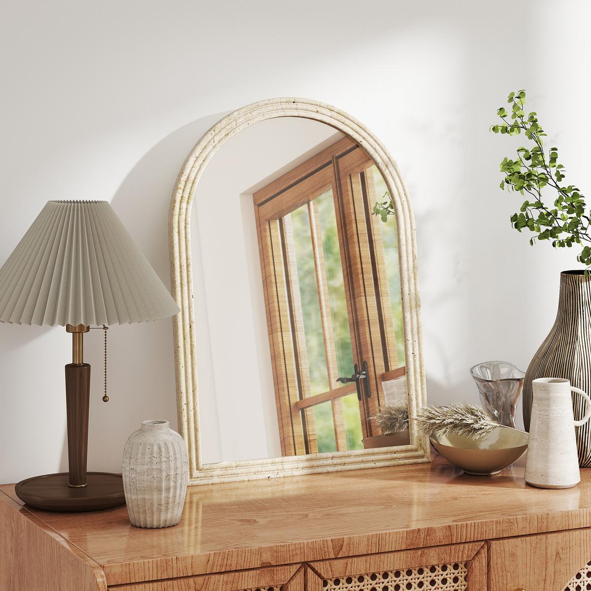 WANDSPIEGEL Polystyrol Glas Beige - Beige, Glas/Kunststoff (2/70/50cm) - HOMCOM