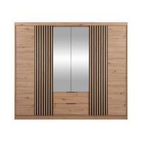 KLEIDERSCHRANK Majorka 250 - Schwarz/Eiche Artisan, Holzwerkstoff/Kunststoff (250/213/60cm) - MIRJAN24