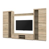 WOHNWAND Spacoro XL Sonoma Eiche 300/190/40 cm Viel Stauraum ohne LED - Sonoma Eiche, Holzwerkstoff/Kunststoff (300/190/40cm) - AX Living