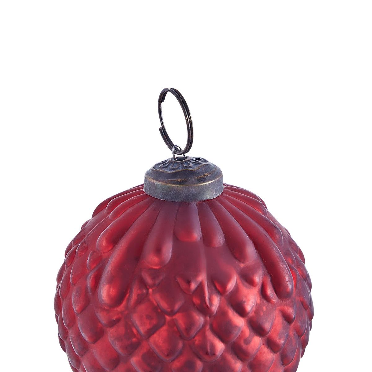 WEIHNACHTSKUGEL 6er Set Glas Rot Argentin - Rot, Glas (10/14/10cm) - Beliani
