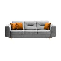 3-SITZER SOFA Venezia hellgrau mit goldenen Beinen - Goldfarben/Hellgrau, Textil/Metall (233/85/94cm) - Beautysofa