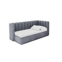EINZELLBETT Jugendbett mit Bettkasten und Matratze H3/H4, Links - HUGY 100x200 Grau - Grau, Holzwerkstoff/Textil (100/200cm) - ALTDECOR