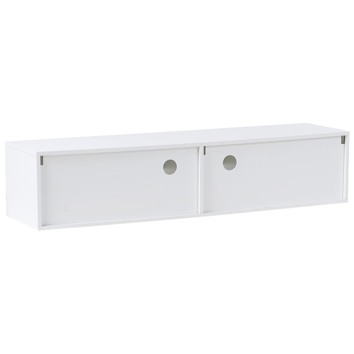 TV-MÖBEL mit LED-Beleuchtung Weiß Edmonton - Weiß, Holzwerkstoff (140/30/35cm) - Beliani