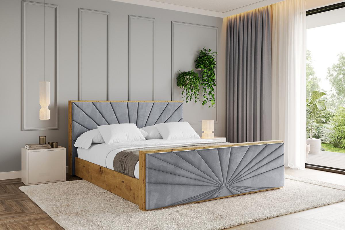 POLSTERBETT mit Bettkasten, Fußteil und Lattenrost, Boxbett mit Matratze H3/H4 - ENZO6-Z 120x200 Grau - Grau, Holzwerkstoff/Textil (120/200cm) - ALTDECOR