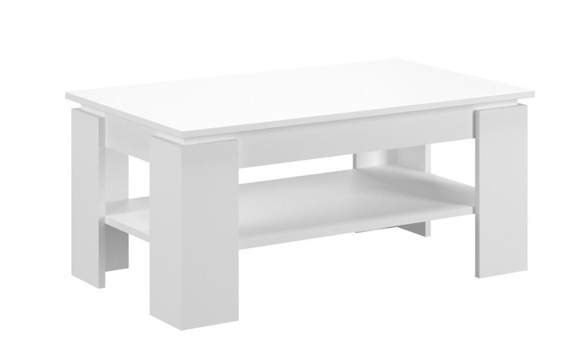COUCHTISCH weiß matt 100 x 60 cm, Wohnzimmertisch mit Ablage - Weiß/Eiche Artisan, Holzwerkstoff/Metall (100/60/45cm) - Inn.Furn