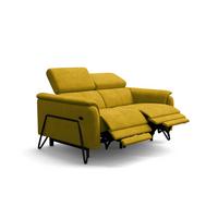 RELAXSOFA RODEN 2-Sitzer mit 2 Relax, dunkegelb, Veloursstoff - Gelb, Holz/Textil (148/82/103cm) - Wozimo