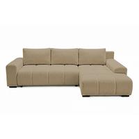 ECKSOFA Ovia mit Bettkasten und Schlaffunktion, Bouclé-Stoff in L-Form - Cappuccino, Textil (270/185cm)