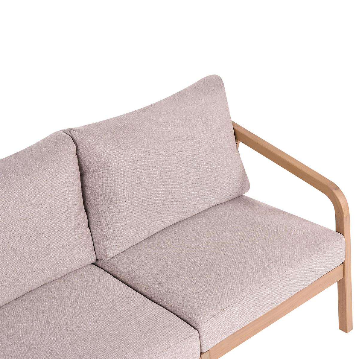 GARTENSOFA Set 3-Sitzer mit Ottomane Akazienholz Hellbraun Rivello - Hellbraun/Beige, Holz (198/84/66cm) - Beliani