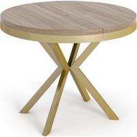 ESSTISCH Dina runder ausziehbarer, Sonoma Eiche 90-170/90/76 cm - Goldfarben/Sonoma Eiche, Holzwerkstoff/Metall (90/170/76cm) - WFL GROUP