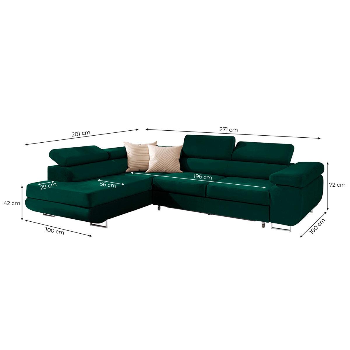 ECKSOFA Wilson 4 Sitzplätze Tannengrün - Grün, Textil (271/201cm) - Petits-meubles