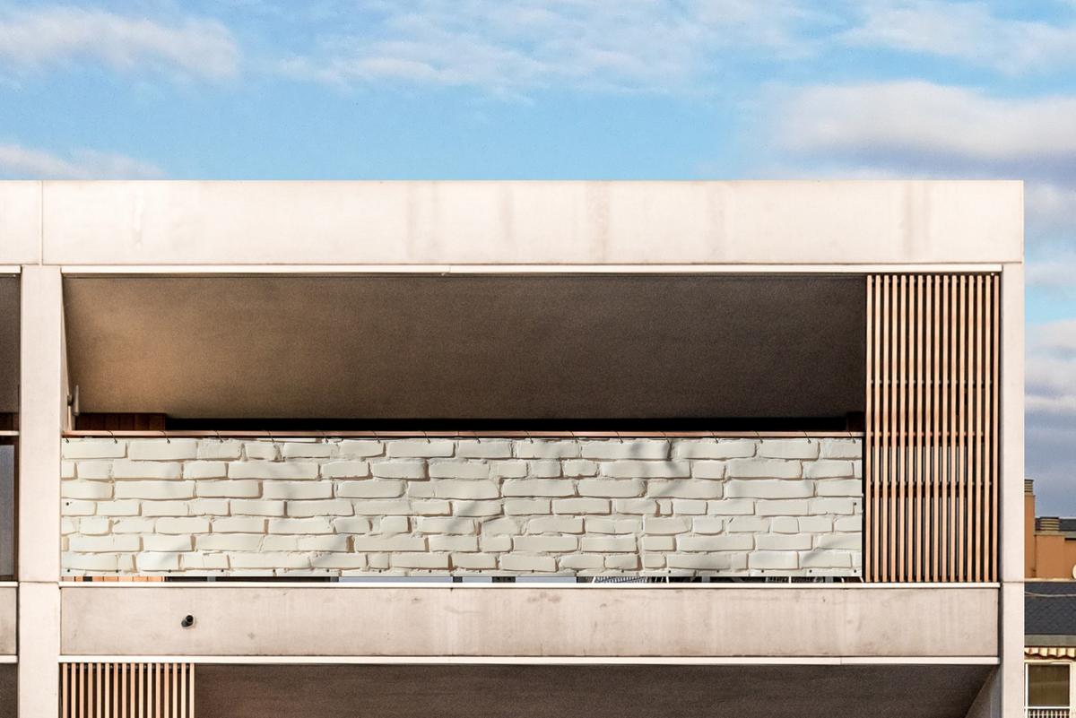 BALKON-SICHTSCHUTZ Ziegel - Wand - Licht - Weiß Groß 500x80 cm - Creme, Kunststoff (500/80cm) - MuchoWow