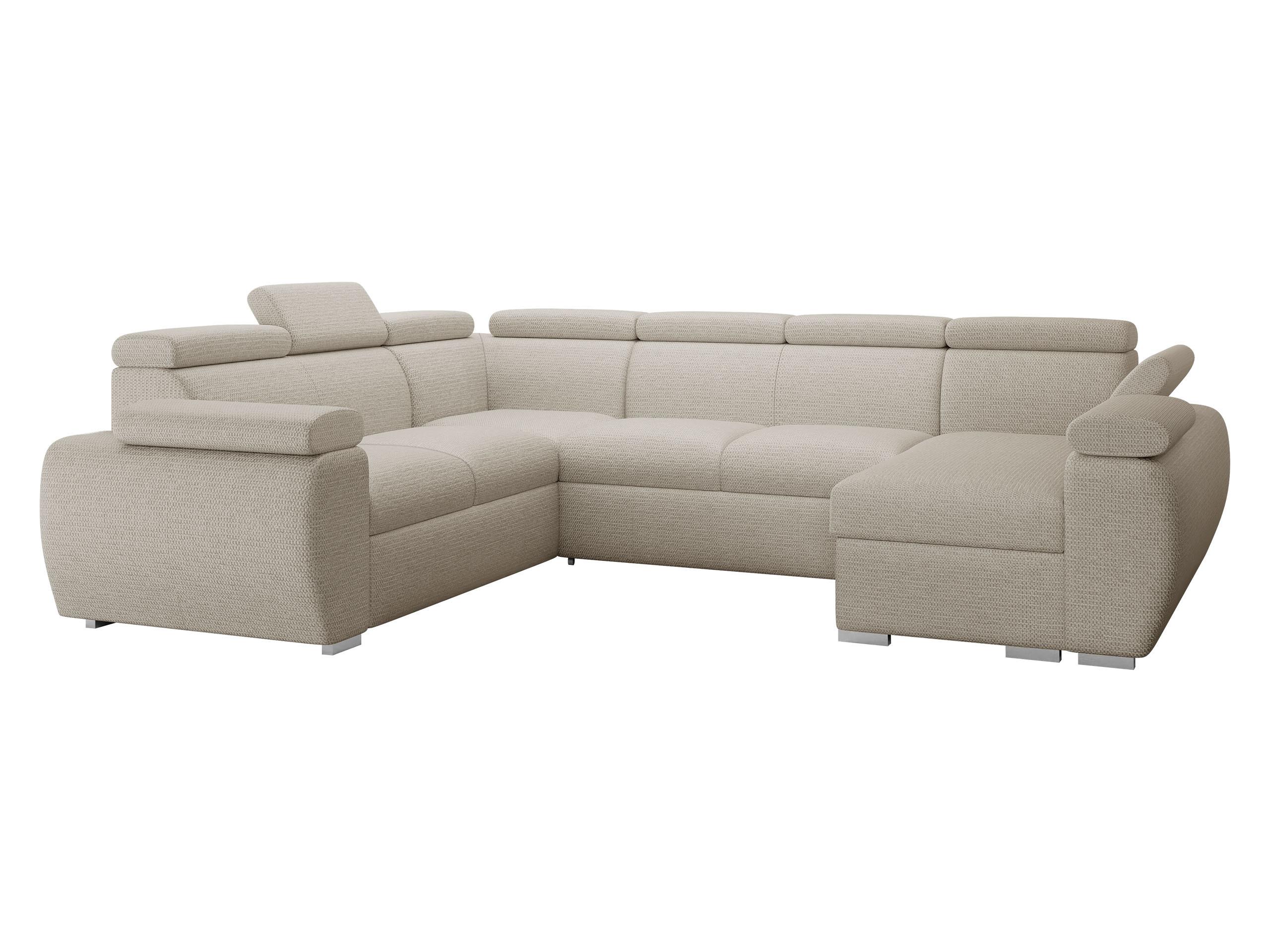 WOHNLANDSCHAFT Boston U, Seite: Rechts - 2R+R+2P+LC - Chromfarben/Creme, Holz/Textil (260/98/325cm) - MIRJAN24