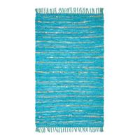 LEDERTEPPICH Glitter geflochten 90/150 cm - Türkis, Leder (90/150cm) - Homescapes