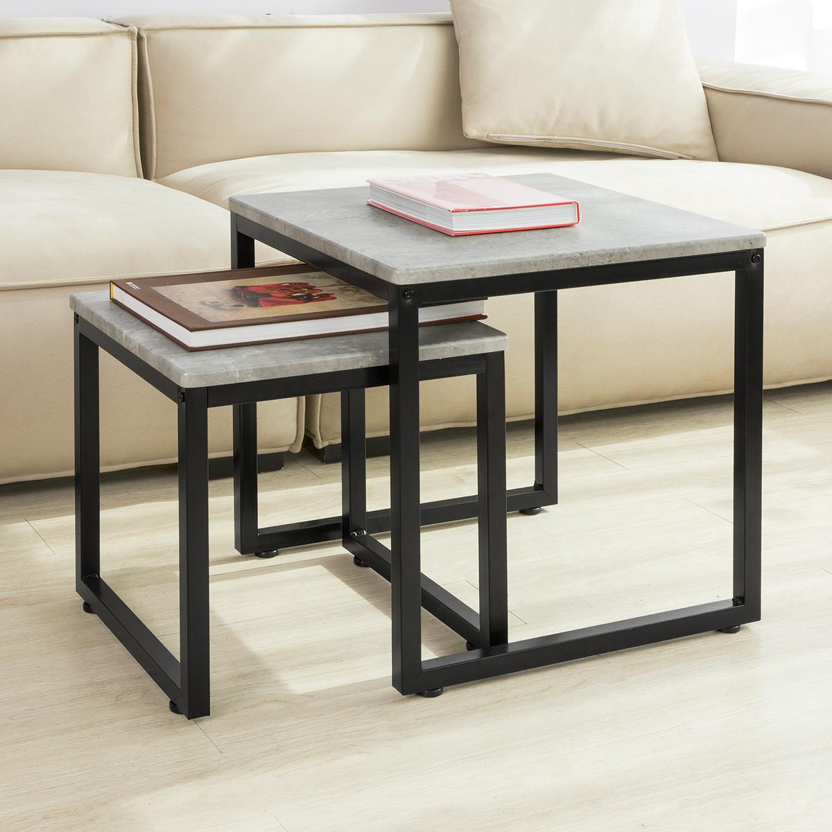COUCHTISCH 2er Set Grau - Grau, Holzwerkstoff (50/50/50cm) - SoBuy