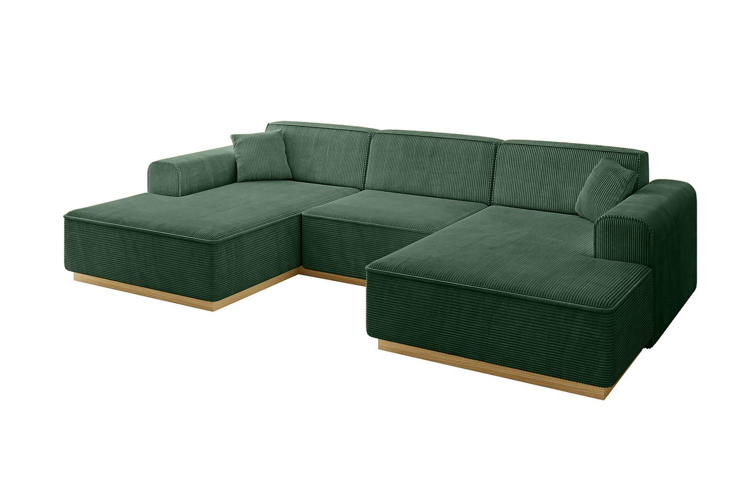 WOHNLANDSCHAFT IREA-U1-v2 - 301x165x80 cm Grün - Currygelb, Holzwerkstoff/Textil (301/80/165cm) - ALTDECOR