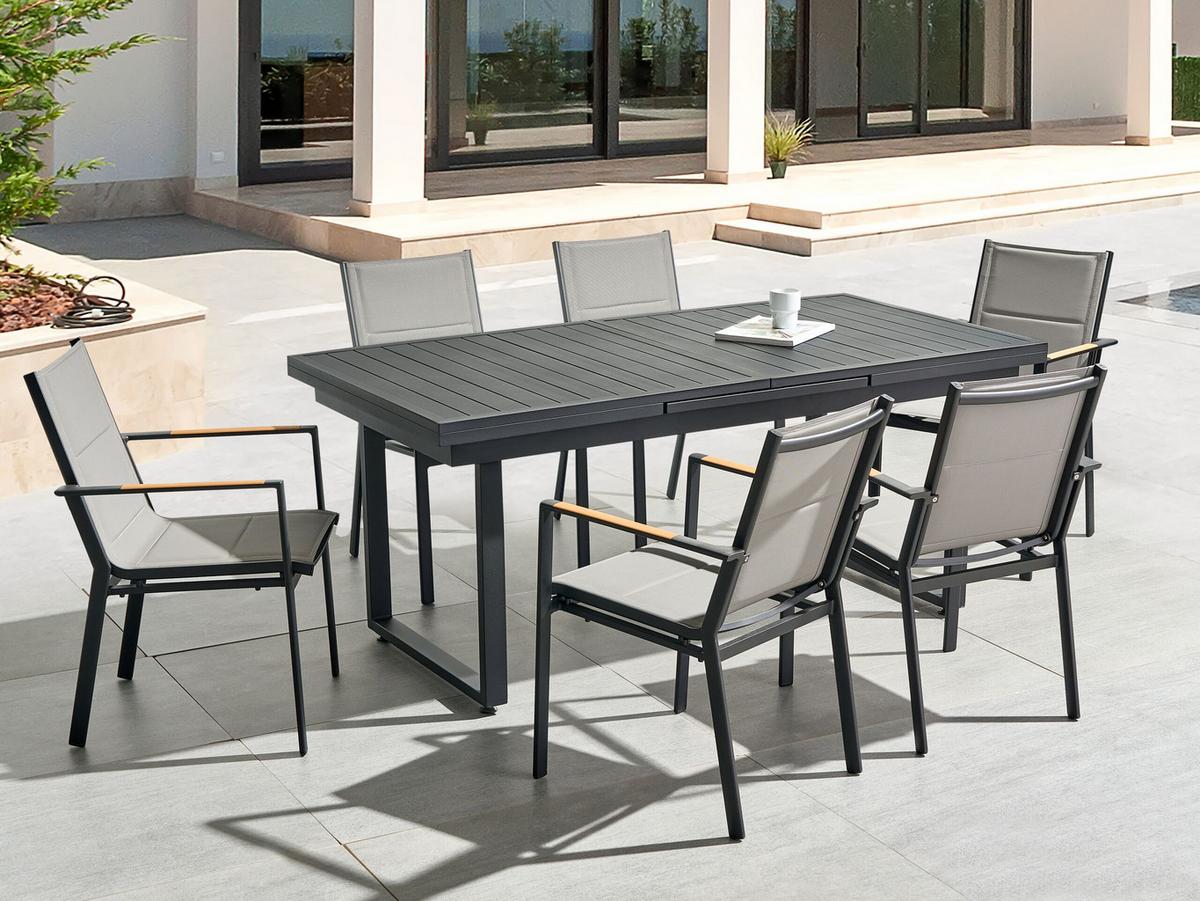GARTENSTUHL 6er-Set Aluminium schwarz Busseto - Schwarz, Metall (56/90/64cm) - Beliani