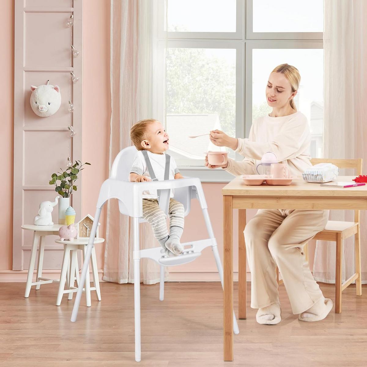 BABYHOCHSTUHL Weiß - Weiß, Kunststoff (66/87/61.5cm) - COSTWAY