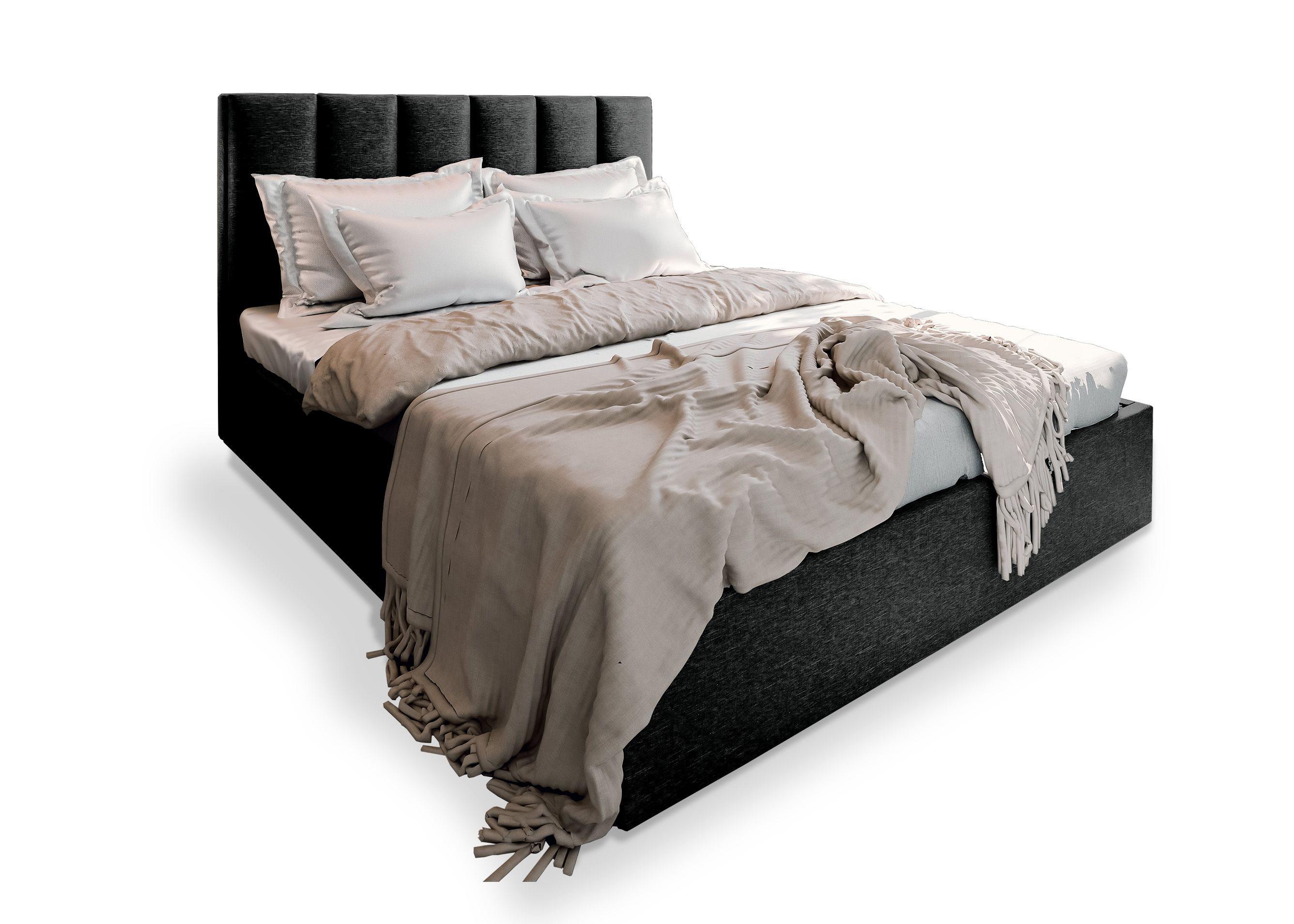 POLSTERBETT LURE 120x200 cm mit Bettkästen - Schwarz - Schwarz, Holz/Textil - MASSENO
