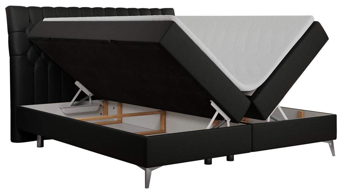 BOXBETT MILEN 120/200 Schwarz Kunstleder - H3 - Schwarz, Holz/Textil (120/200cm) - MKS