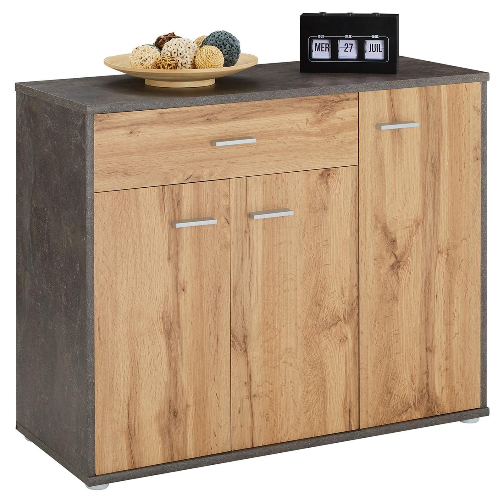 SCHUHSCHRANK DEUSTO Beton dunkel/Wotan Eiche - Dunkelgrau/Eiche Wotan, Holzwerkstoff (88/70/35cm) - CARO-Möbel