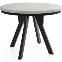 ESSTISCH Strato Black runder ausziehbarer, Beton grau 100-140/100/77 cm - Hellgrau/Schwarz, Holz/Holzwerkstoff (100/140/77cm) - WFL GROUP