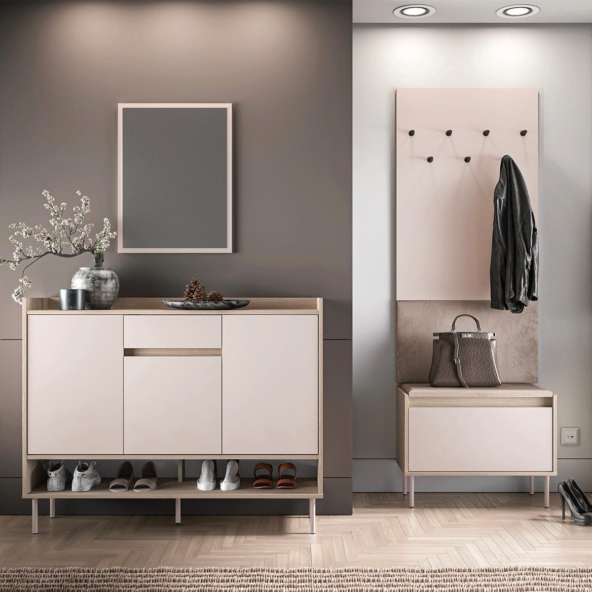 EINGANGSMÖBEL Alos Kaschmir und Holz - Beige, Holzwerkstoff (69/143/7cm) - Petits-meubles